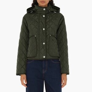 Burberry Green Cropped Quilted Nylon Jacket